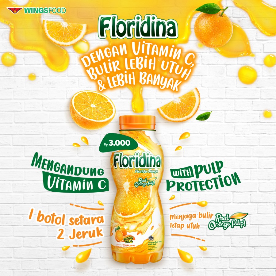 Floridina Minuman Real Orange 350 ml