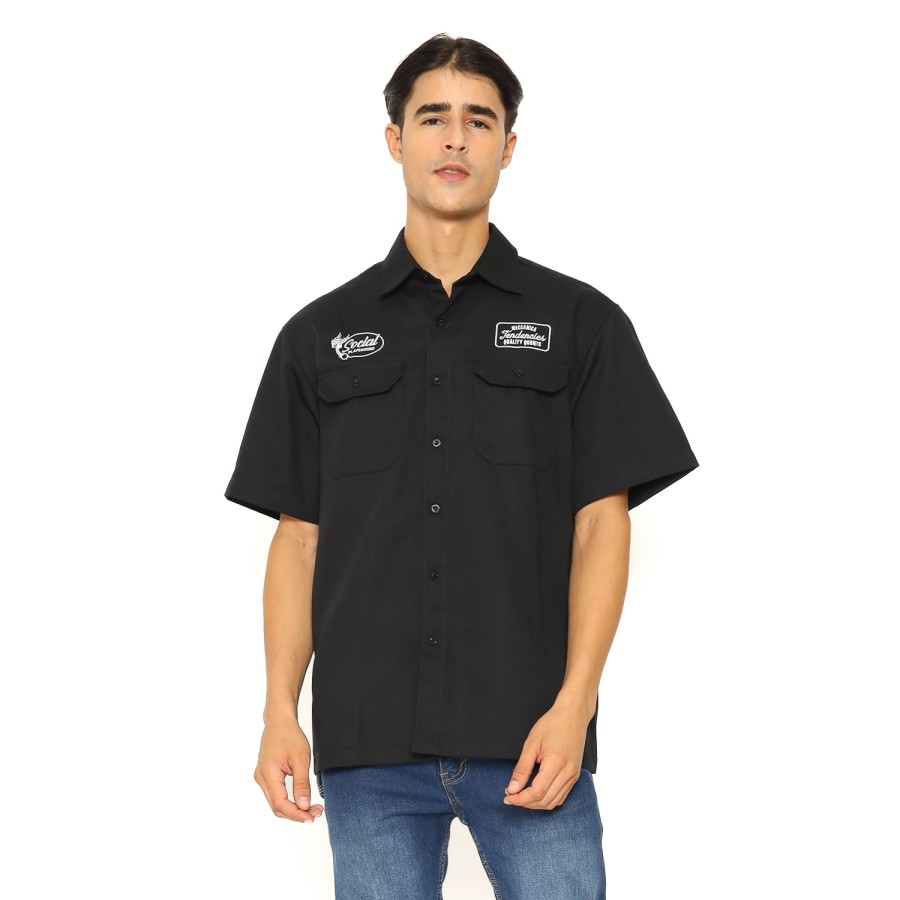 TENDENCIES Kemeja Kerja Garage Meccanica - Hitam, L